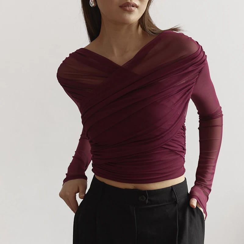 Chic Design Cross Neck Crop Top