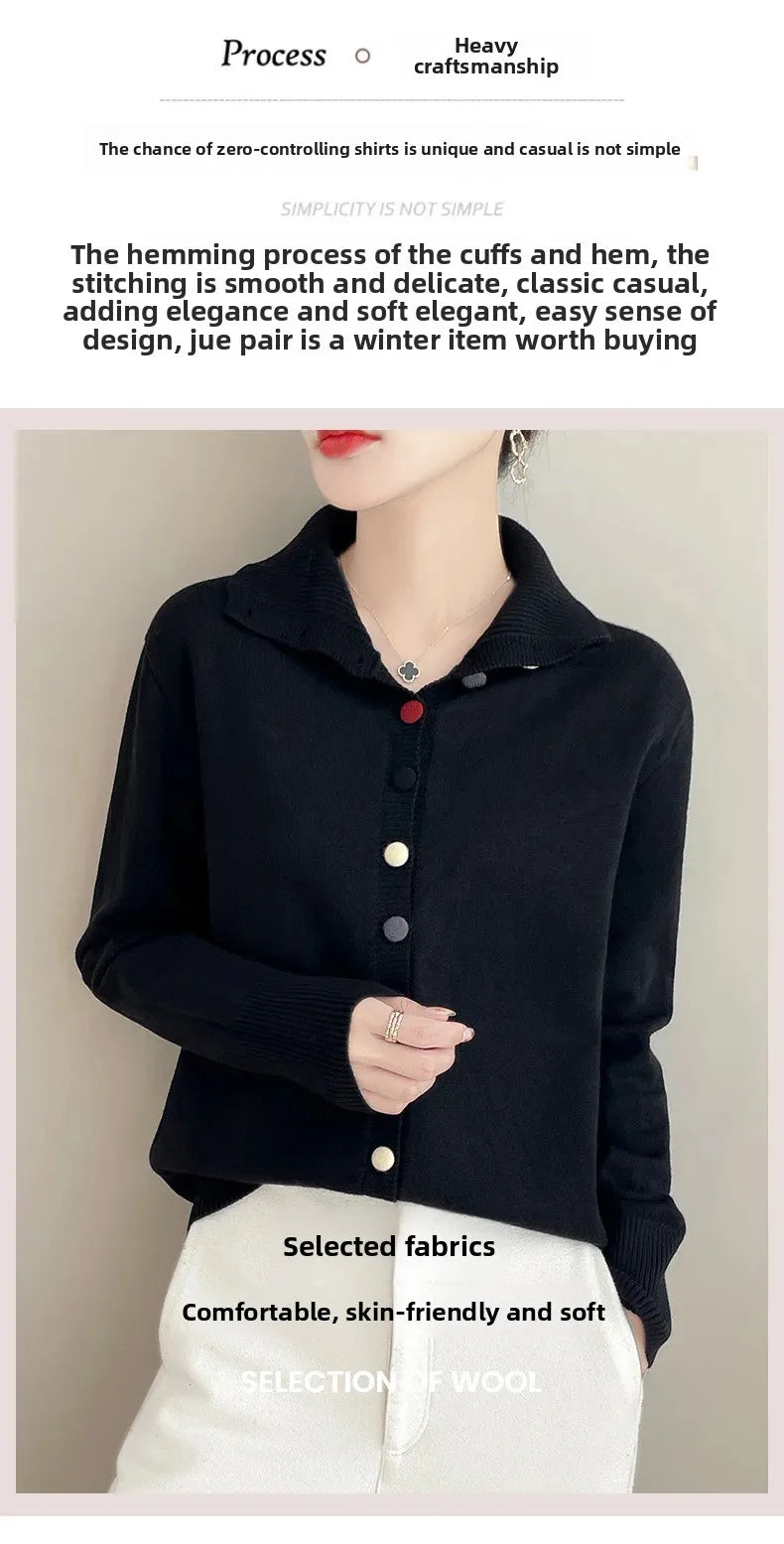 High Neck Knitted Sweater Cardigan Women’s