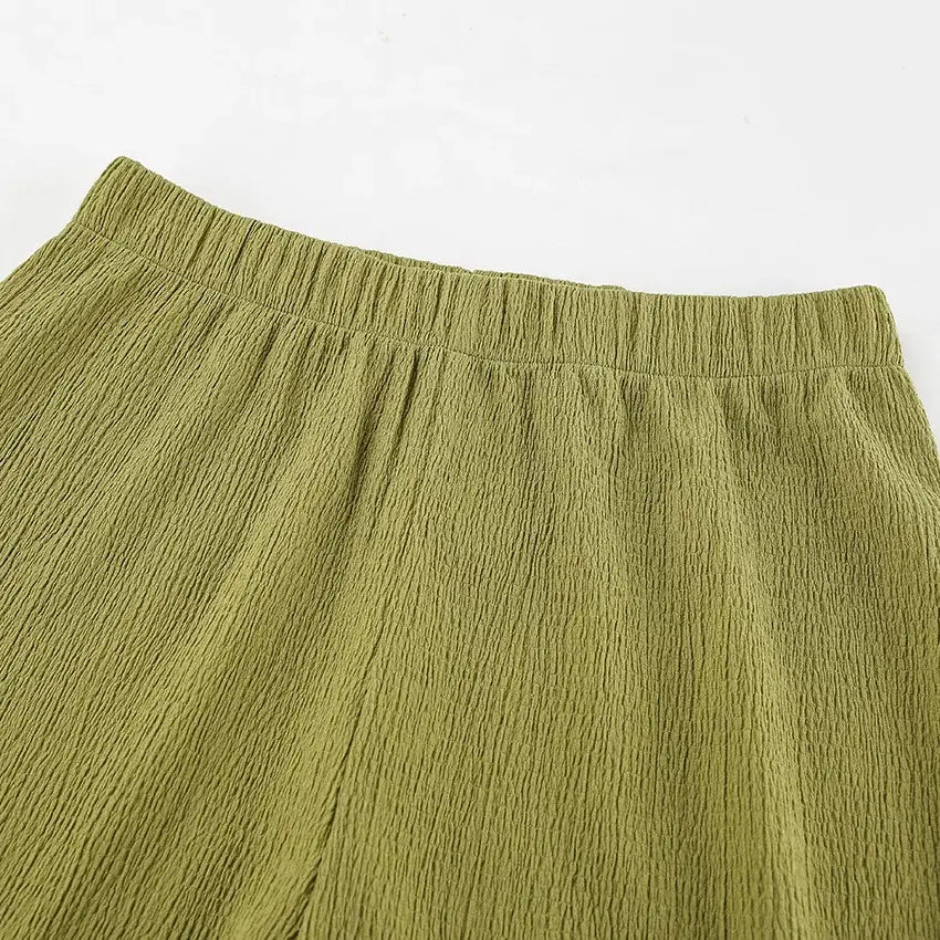 Hanging Green Pants Set Sleeveless Backless Two-piece