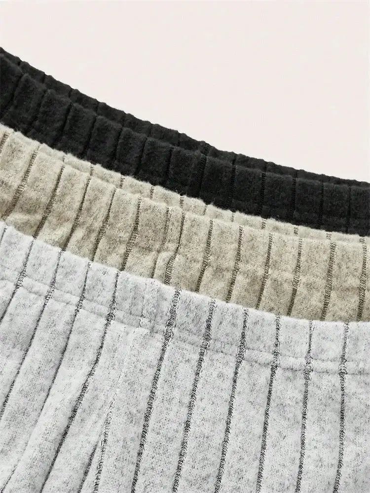 Women’s Solid Color Ribbed Flared Leggings