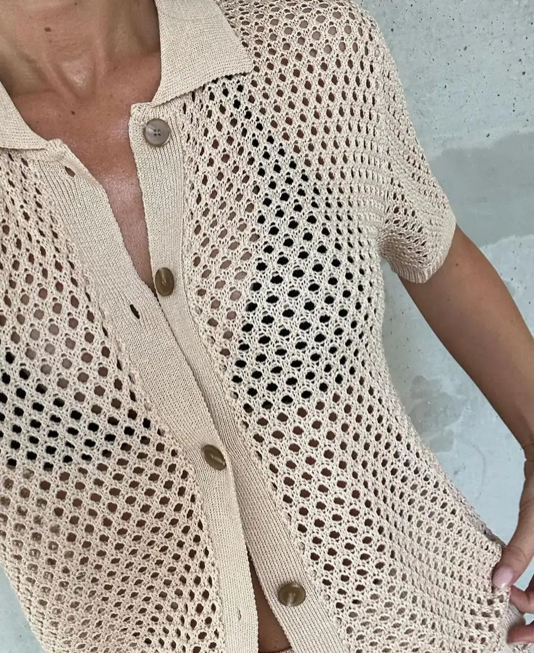 2 Piece Knitted Openwork Outfit for Women