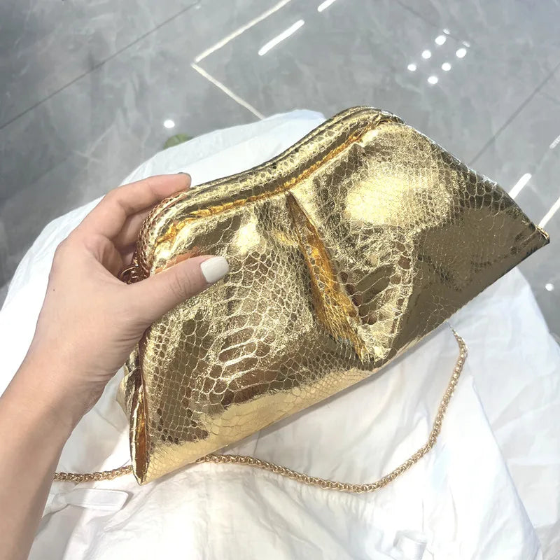Women Serpentine Pattern Wedding Evening Clutch Bag