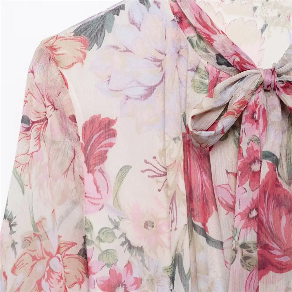 Women’s Dress With Waistband and Floral Print