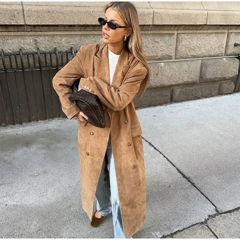 Chic Lapel Double Breasted Lady Oversize Jacket