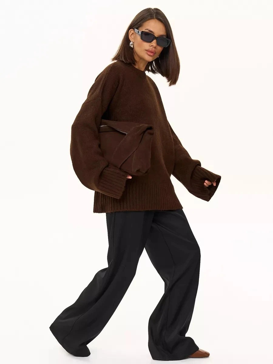 Women’s Crew Neck Vintage Oversize Trendy Sweater