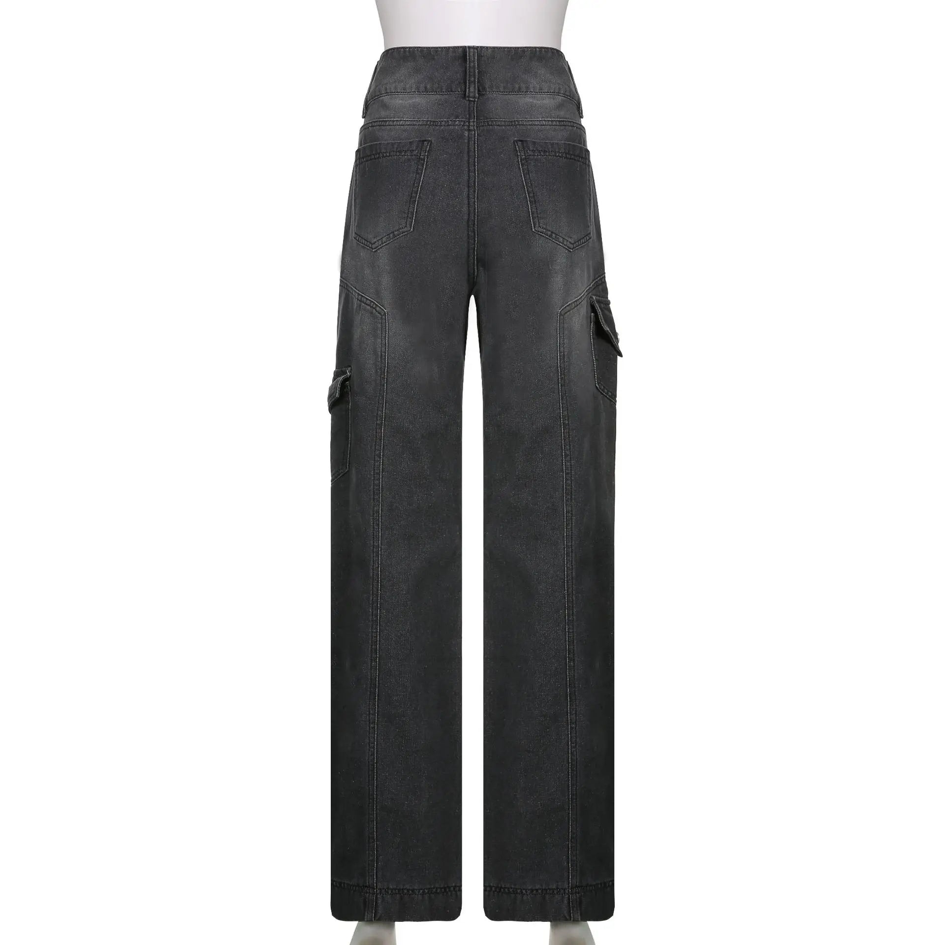 New Street High Waist Straight Leg Casual Jeans with Irregular Pockets - Norellé