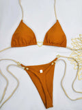 New Solid Color White Bikini Women suit Low Waist Lace-up Fashionable - Norellé