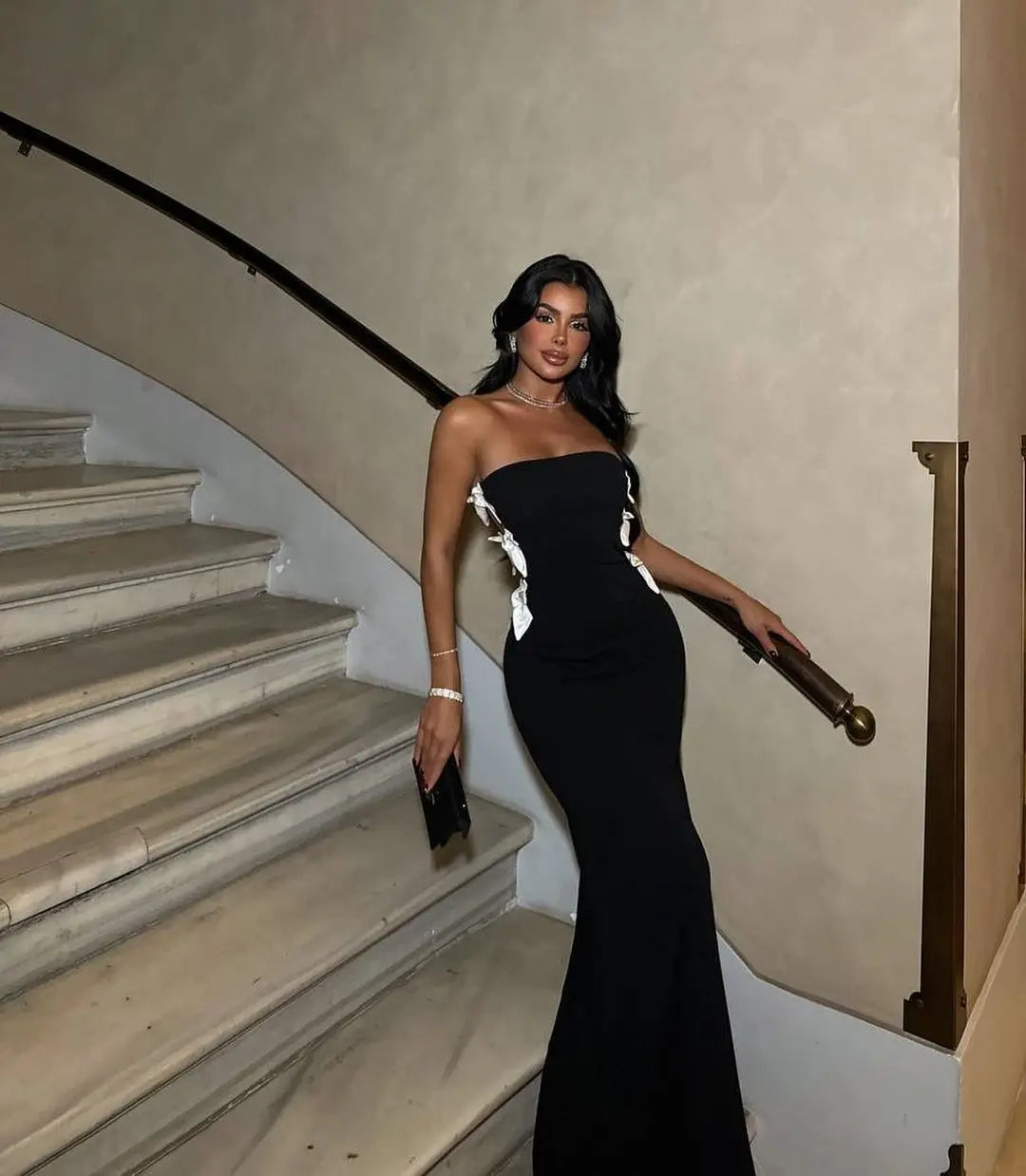 High Quality Women Strapless Side Bow Long Bandage Dress - Norellé