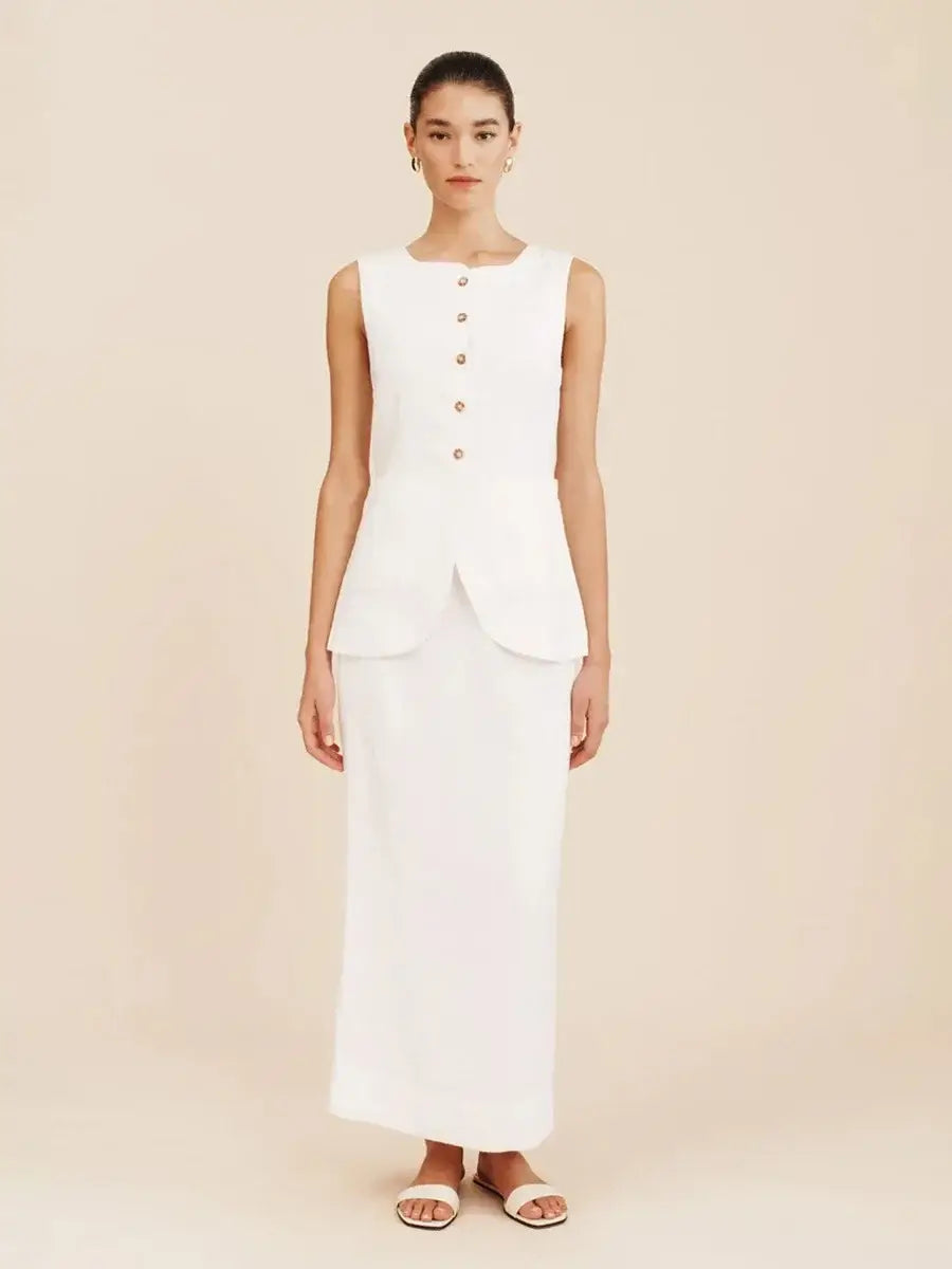 Women’s Sleeveless Vest High Waisted Skirt 2-Piece Set