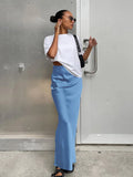 Elegant Satin Black Trumpet Skirts Fashion Slim High Waist Skirts - Norellé