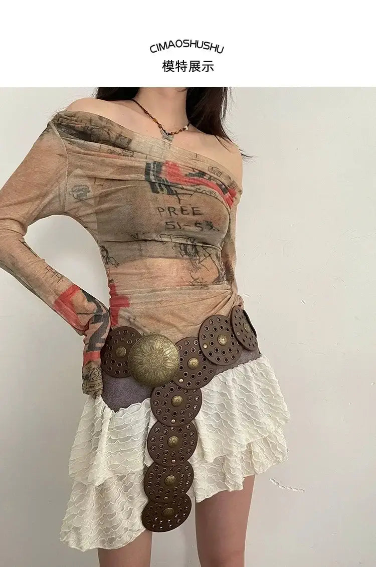 Vintage Rivet Patchwork Design Wide Belts For Women