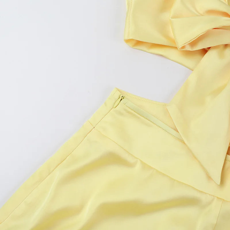 Deep V neck Hollow Long Dress