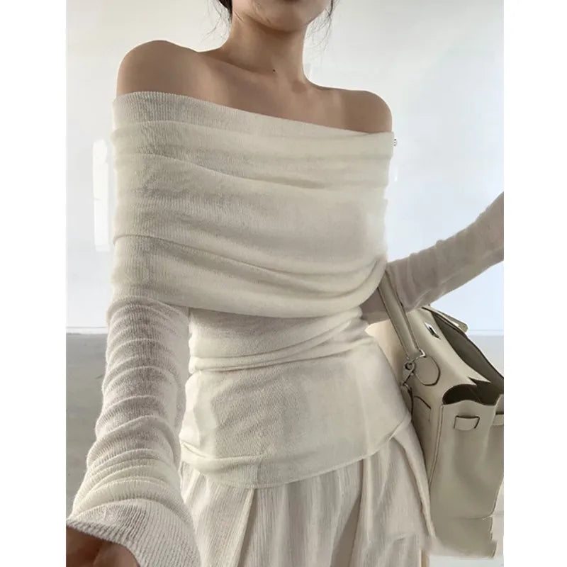 Long Sleeve Off-shoulder Women Sweater