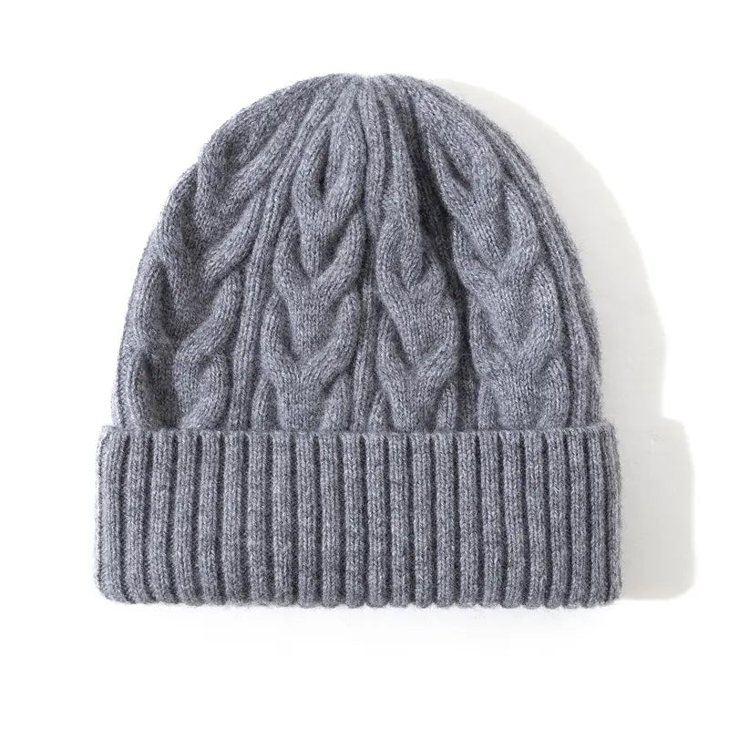 Pure Wool Cable Knit Beanies for Women