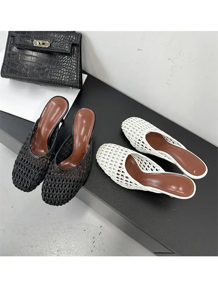 Hollow Out Breathable Mesh Weaving Women Slippers
