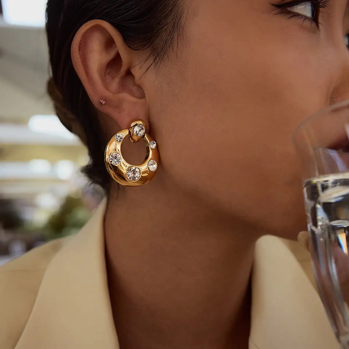 Fashion Zircon Large Earrings