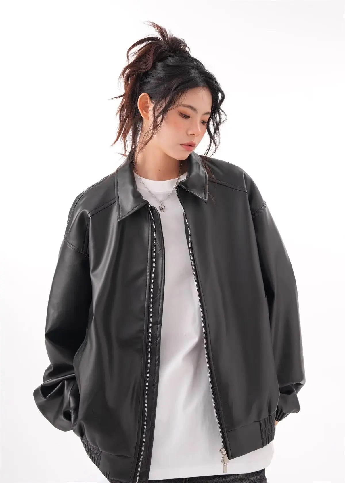 Faux PU Leather Rider Jacket For Women