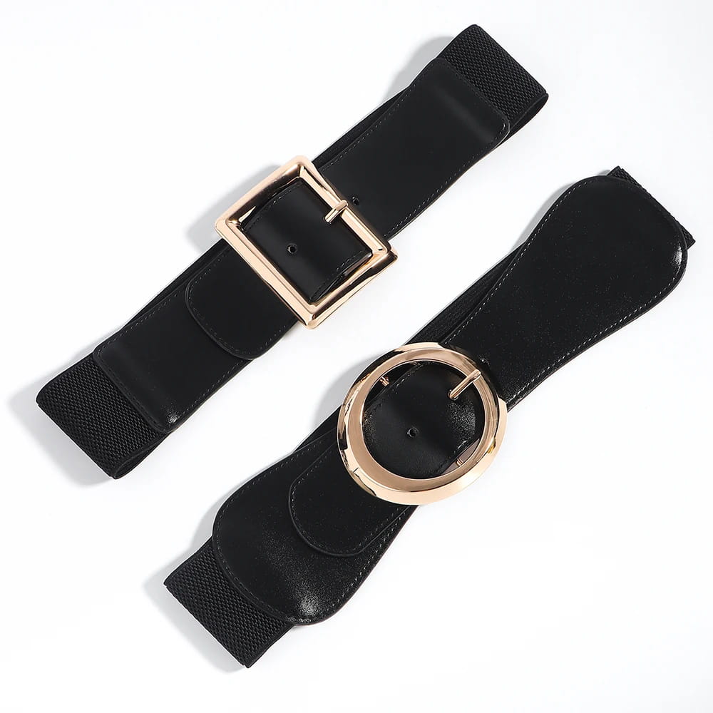 Simple Metal Pin Buckle Elastic Waist Belt