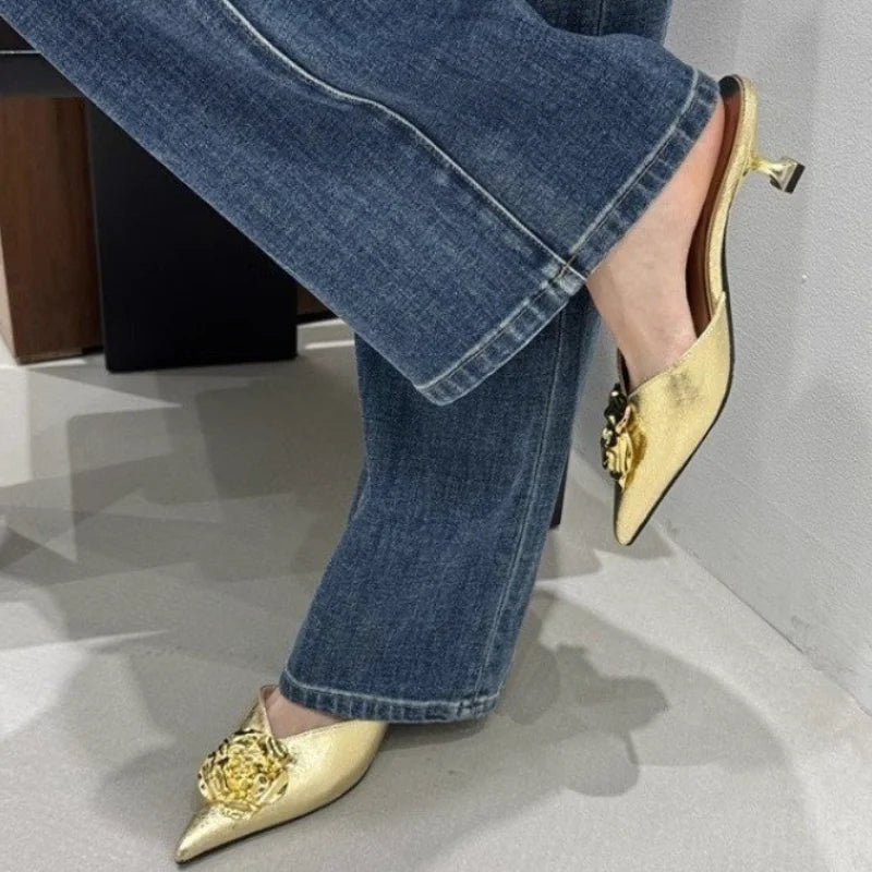 Women Flats Slippers Pointed Toe Elegant Mules