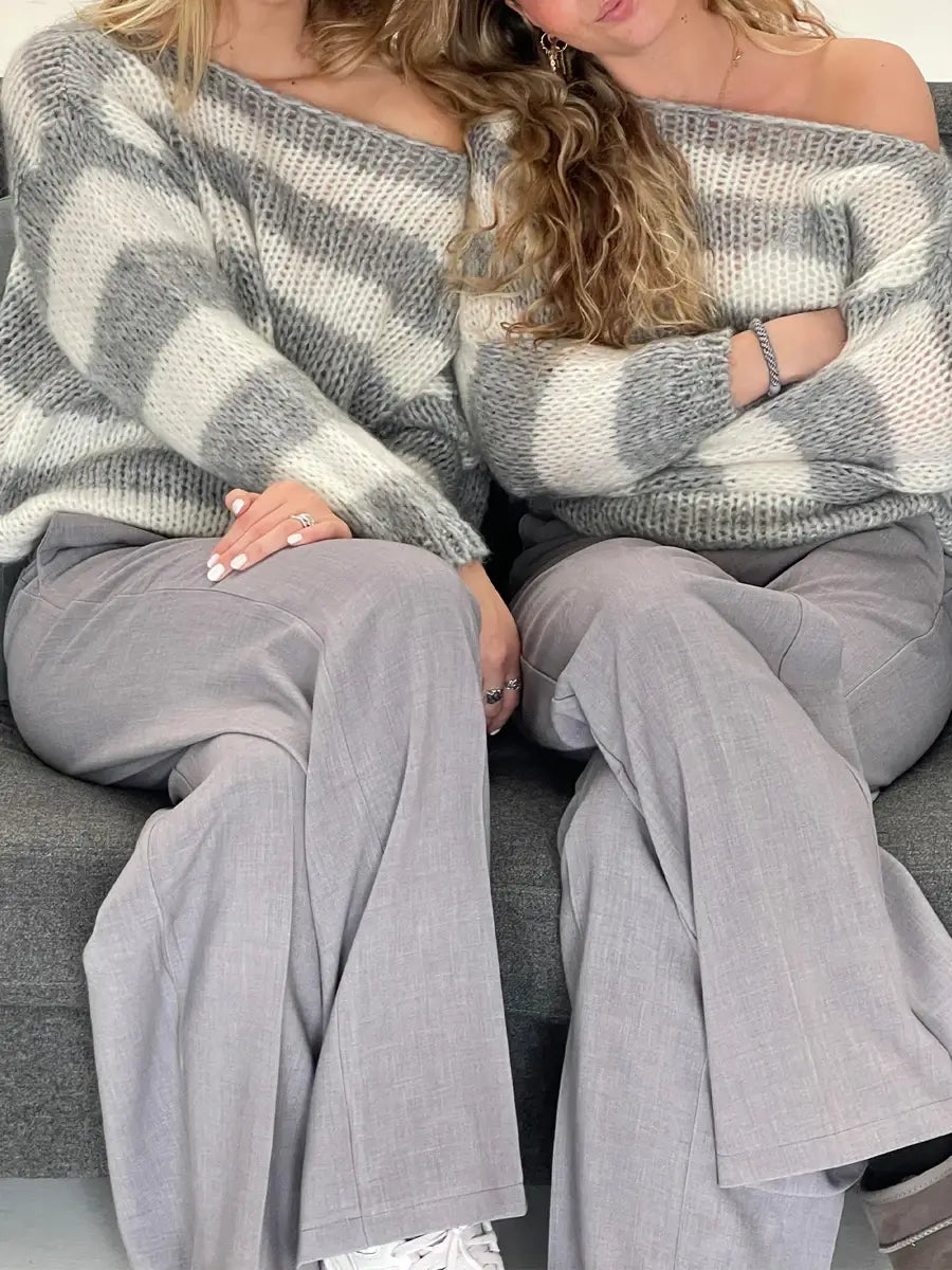 Women Oversized Striped Sweater