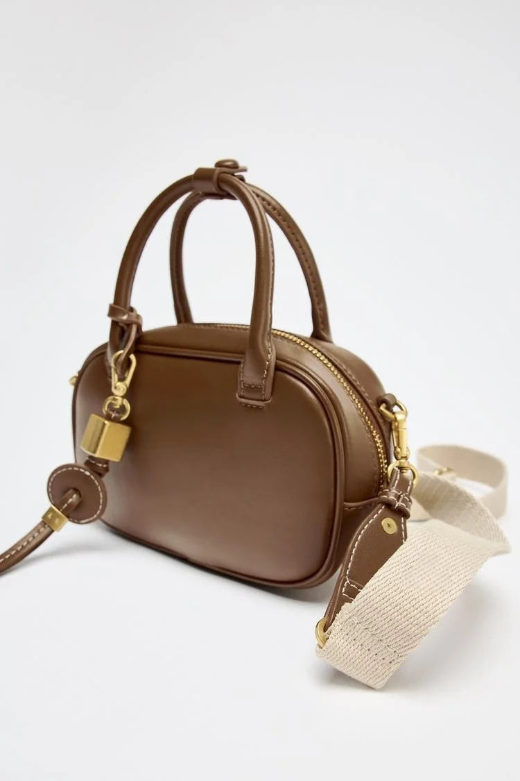 Mini Topstitched Bag Wide Strap Crossbody