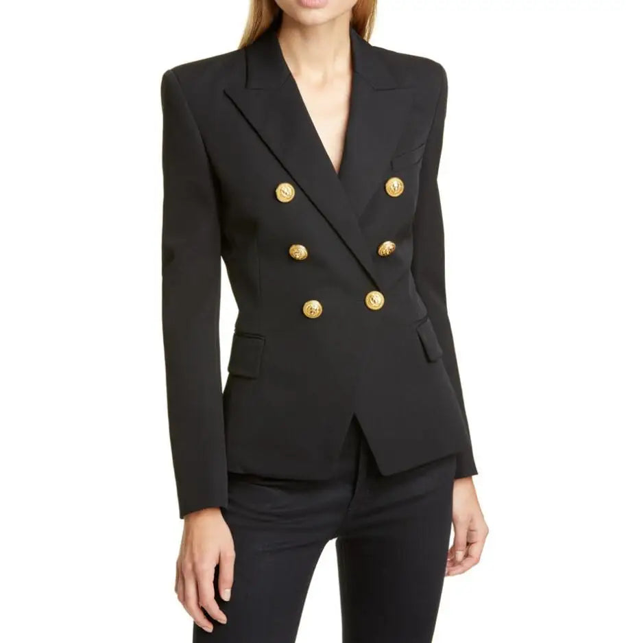 Casual Long Sleeve Turn-down Collar Double Breasted Jacket For Women