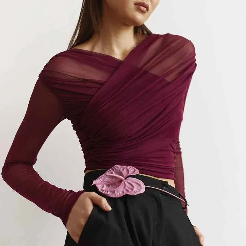 Chic Design Cross Neck Crop Top