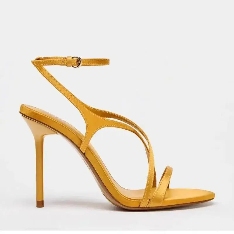 Yellow Narrow Band Shallow Design Brand Sandals Women