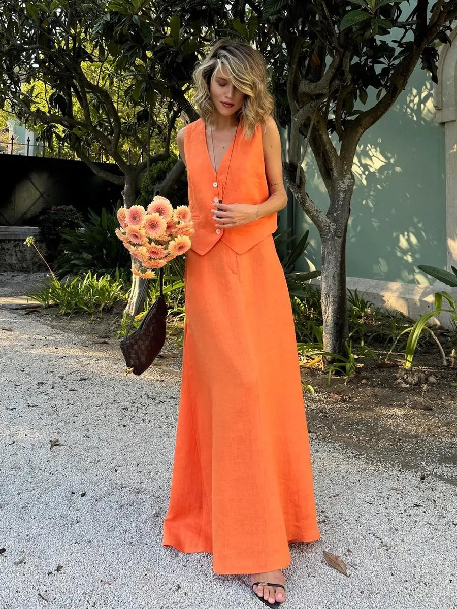 Womem’s Chic Vest Skirt Suit 2-Piece Set