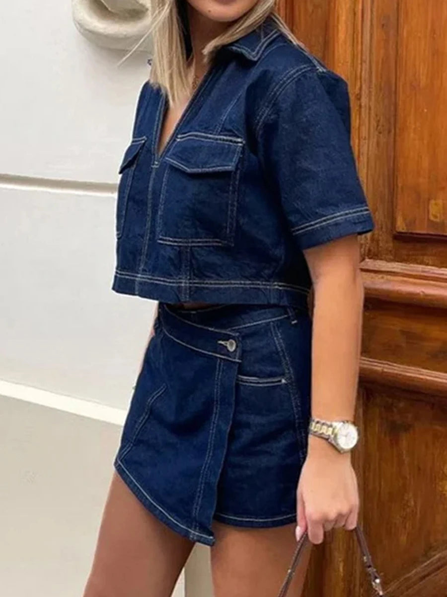 Women’s 2 Piece Denim Outfits Set