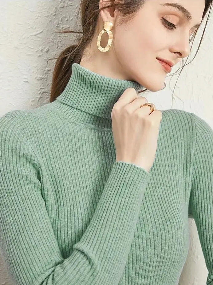 Turtleneck Jumper Woman Knitted Blouse