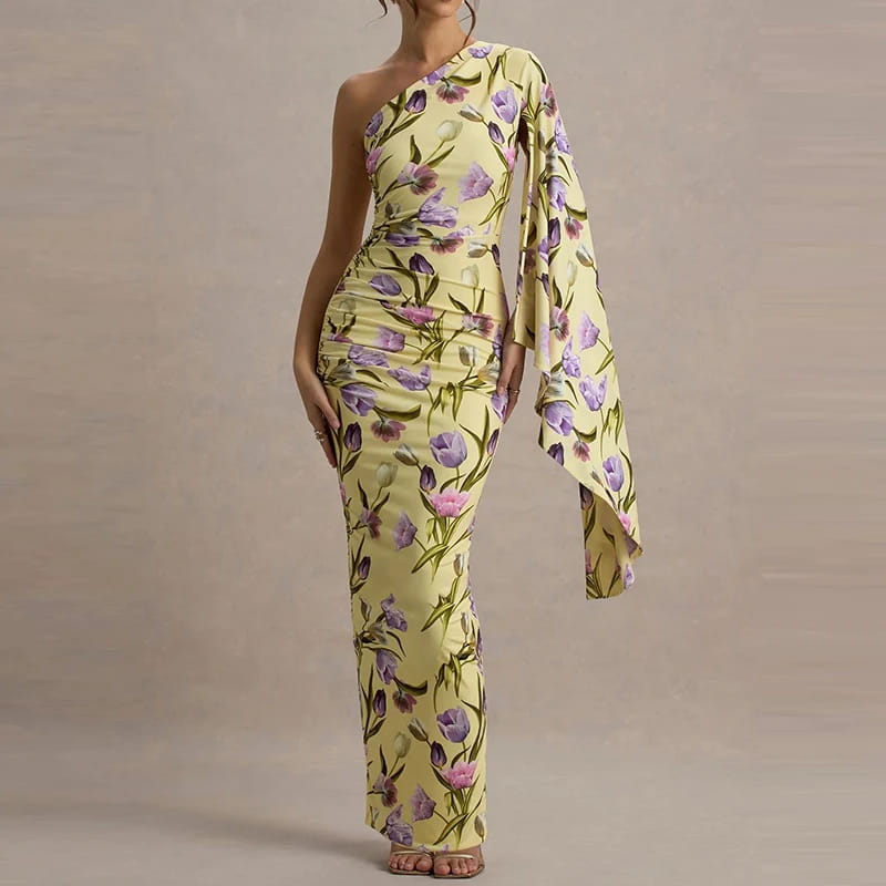 Off Shoulder Sleeves High Waist Women’s Dress