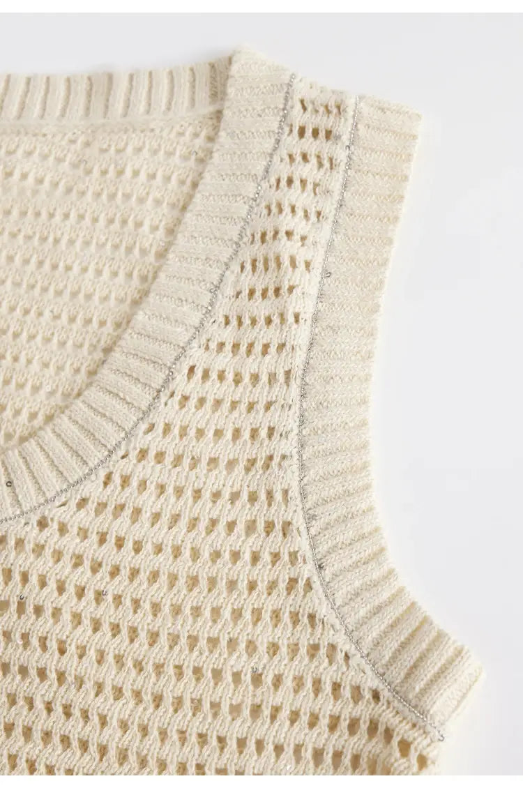 Hollow Linen Knitted Tank Top