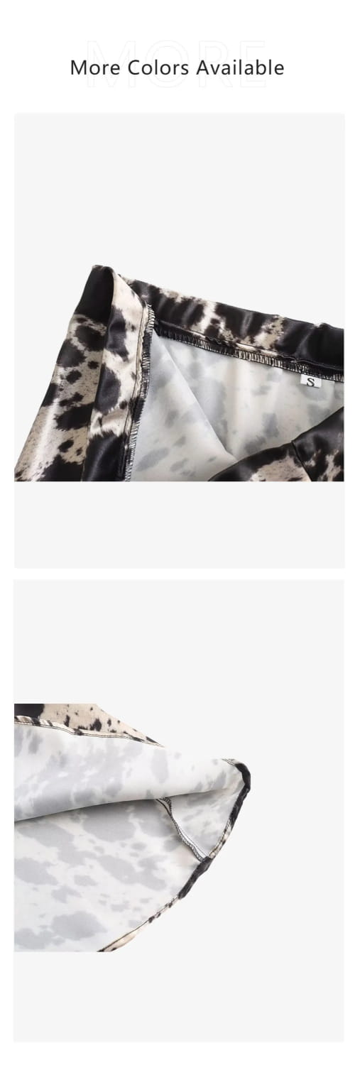 Women’s Animal Pattern Printed Silk Satin Midi Skirt