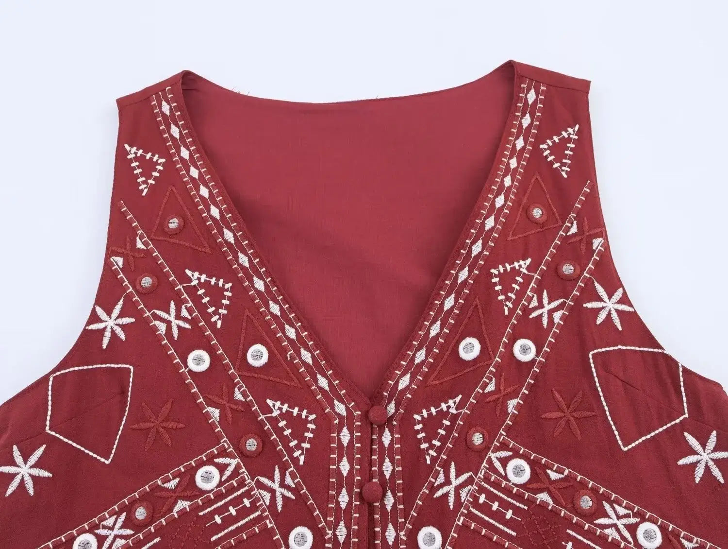 Women’s Casual Embroidered Sleeveless V-neck Short Vest Top + High Waist Shorts