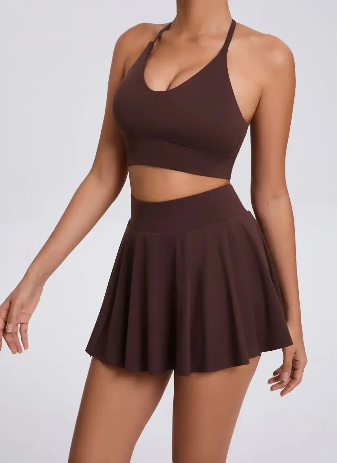 Yoga Set Casual Outdoor Bra Tennis Short Skirt