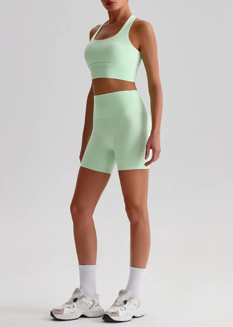 Women’s Seamless Yoga Set - Quick-Dry Naked Feel Backless Bra Booty-Lifting Shorts