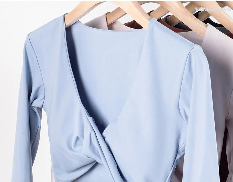 Long Sleeve Gym Crop Tops for Women