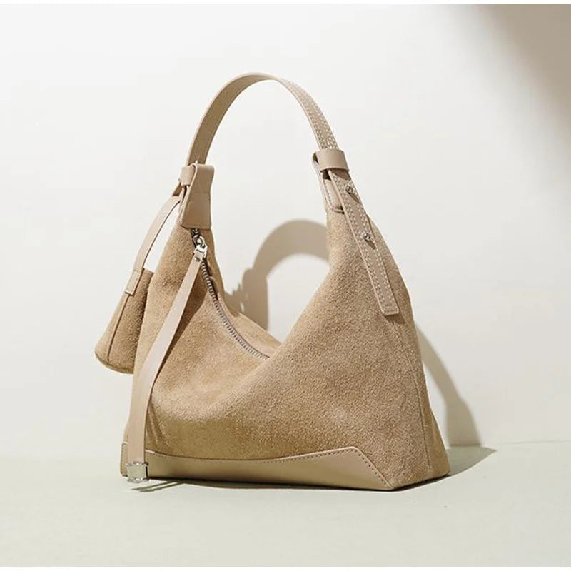 Simple Suede Leather Dumpling Bag
