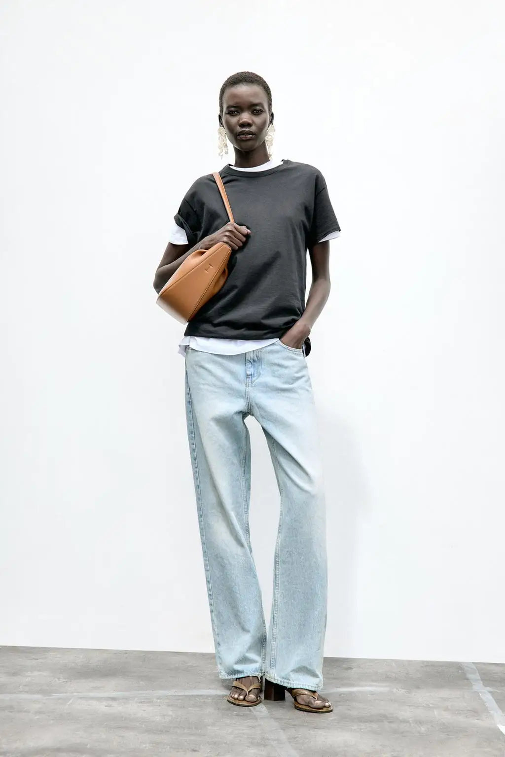 Fashionable Top Handle Bag Solid Color Simple Shoulder