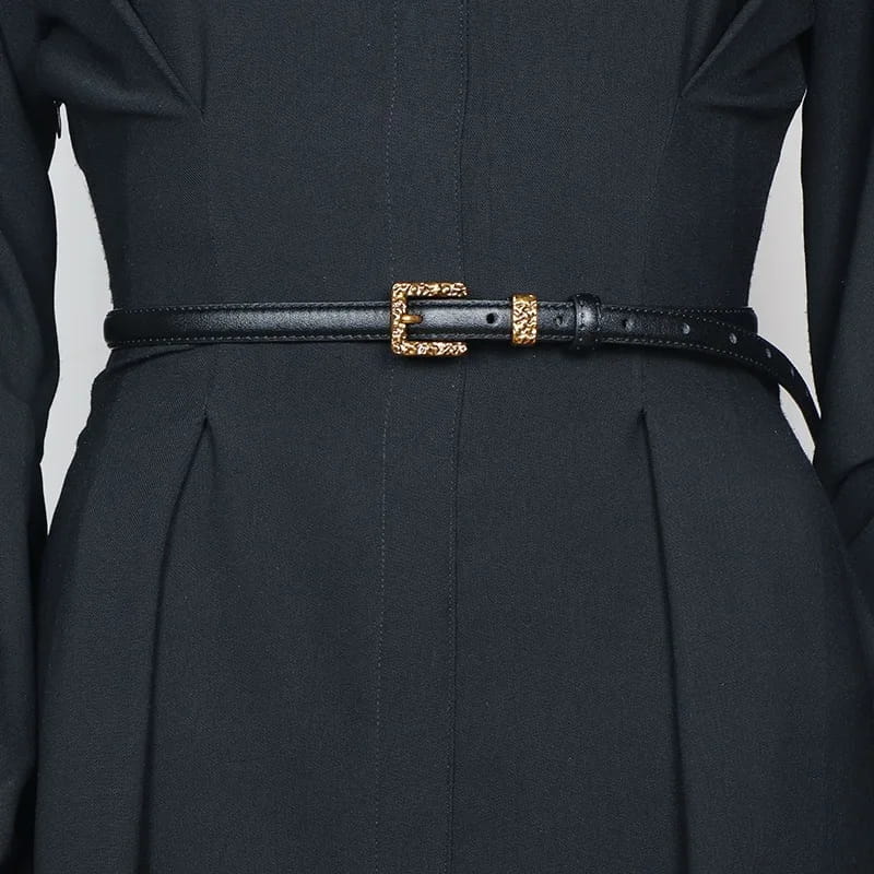 Retro Gold Women Belt Genuine Leather