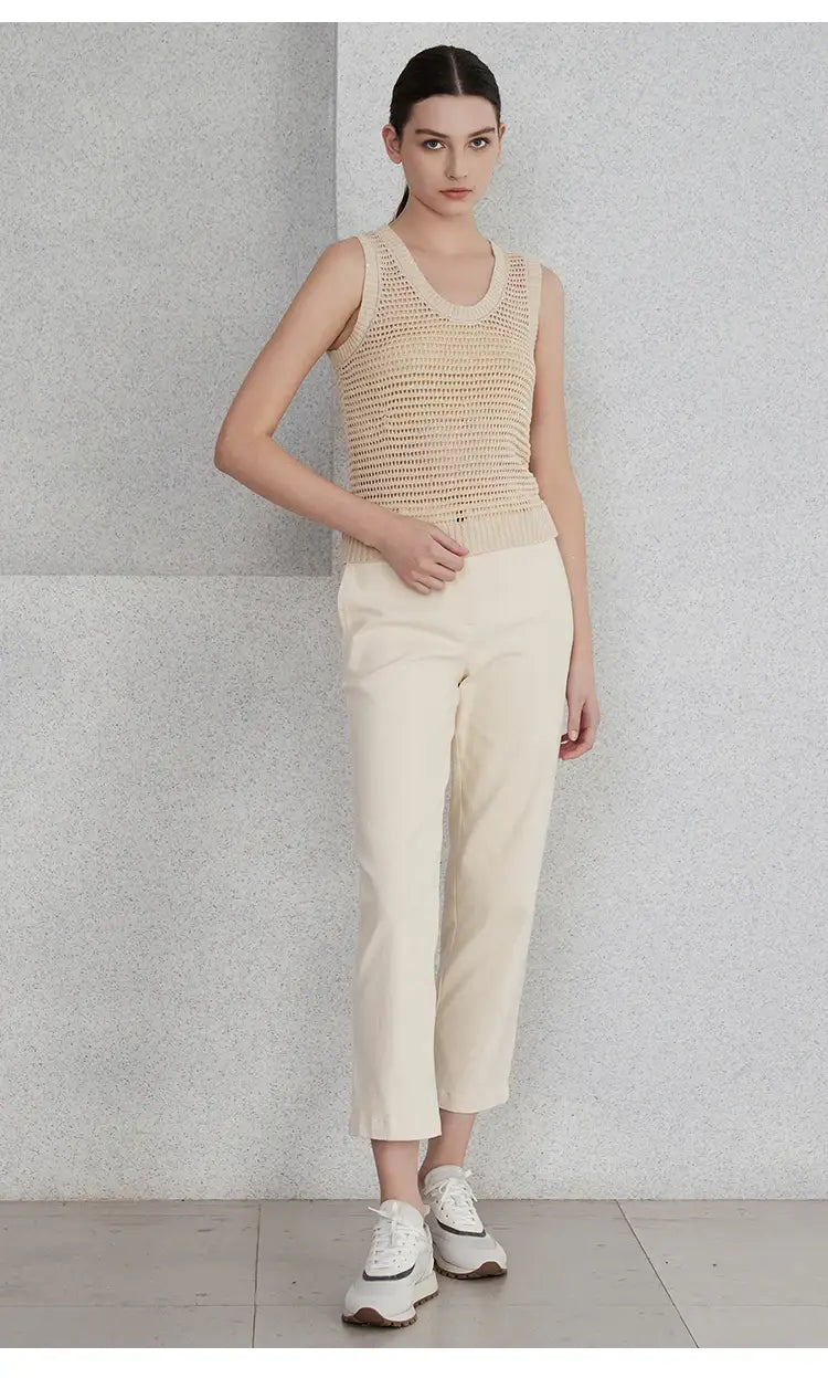 Hollow Linen Knitted Tank Top