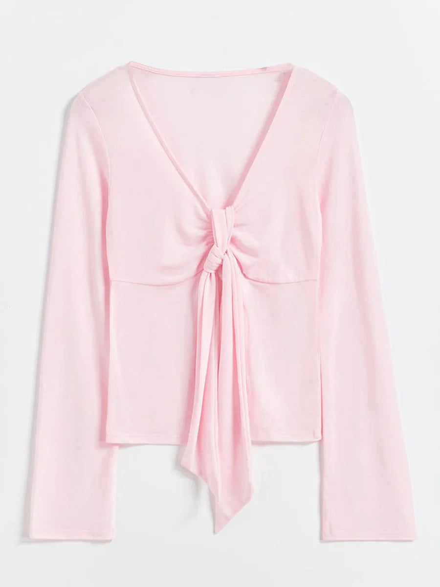 Women Tie Up Shirts Long Sleeve