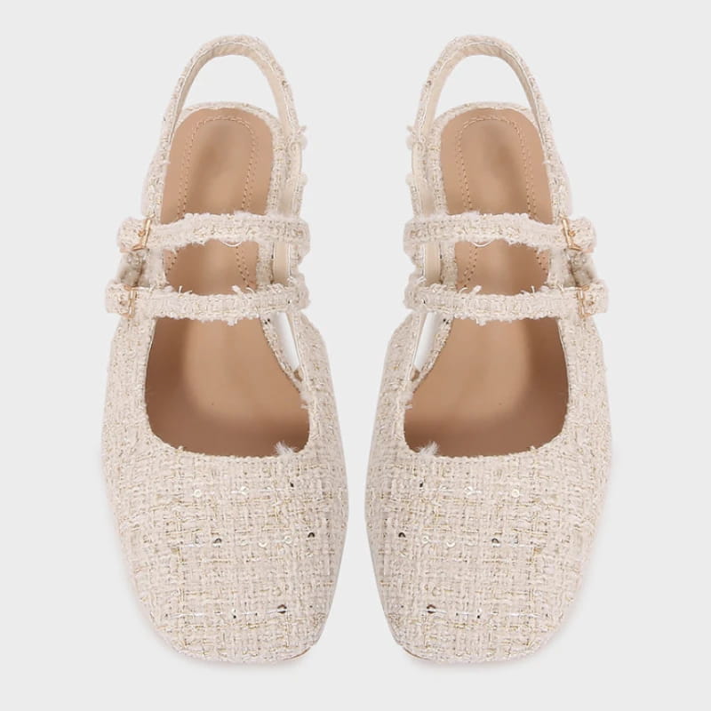 Women Shoes Buckle Strap Light Fabric Low Heels