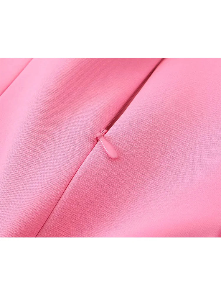 Elegant Ladies Pink Spaghetti Strap Dress Summer - Norellé
