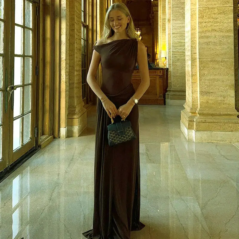 Off-shoulder Pleated Maxi Dress Women’s