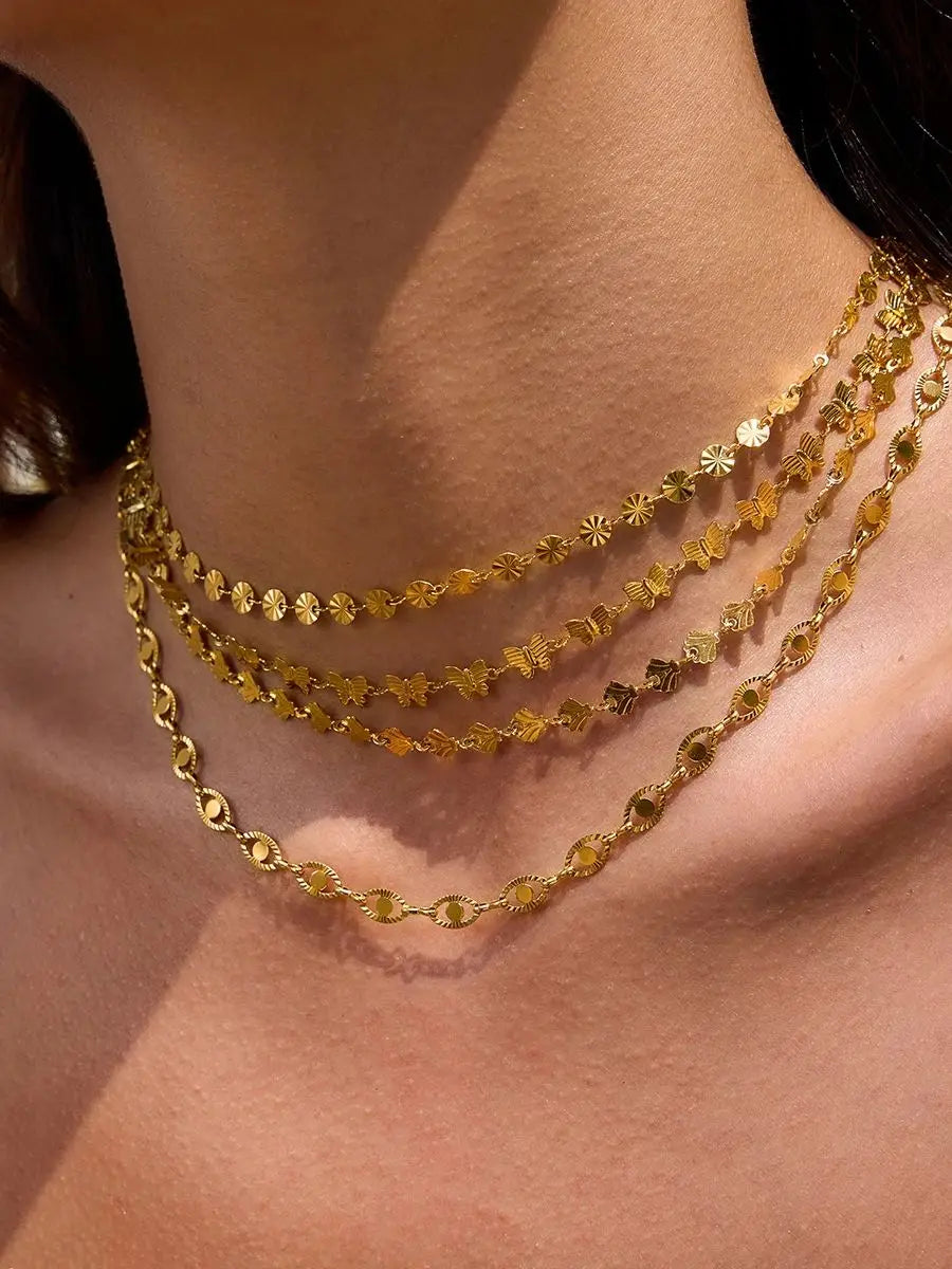 Stainless Steel Butterfly Circular Handmade Chain Necklace