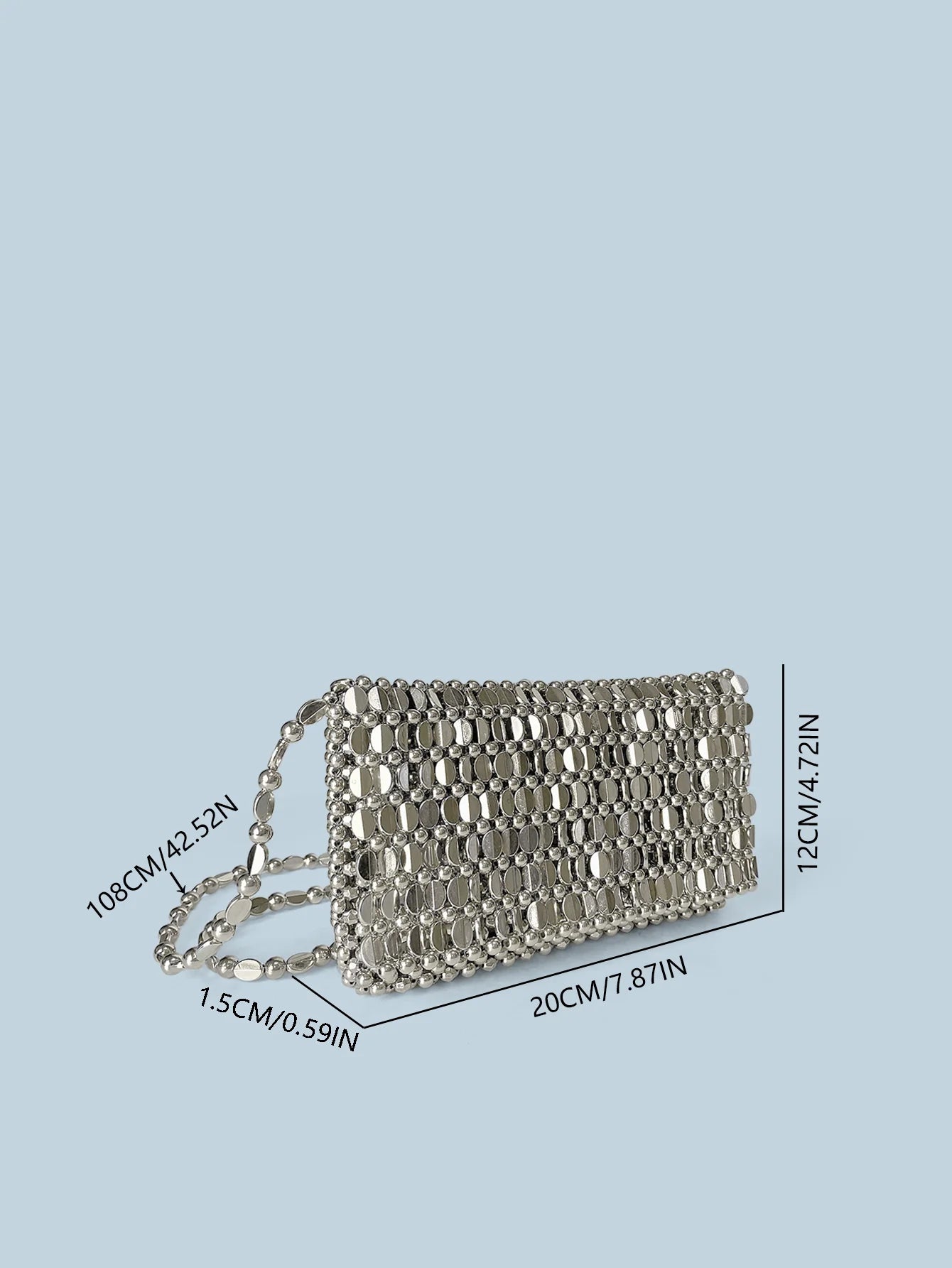 Summer Retro Silver Hollow Design Handmade Beaded Flip Phone Bag