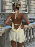 Draped Backless Halter Mini Dress Women's - Norellé