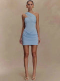 One Shoulder Backless Mini Dress Women